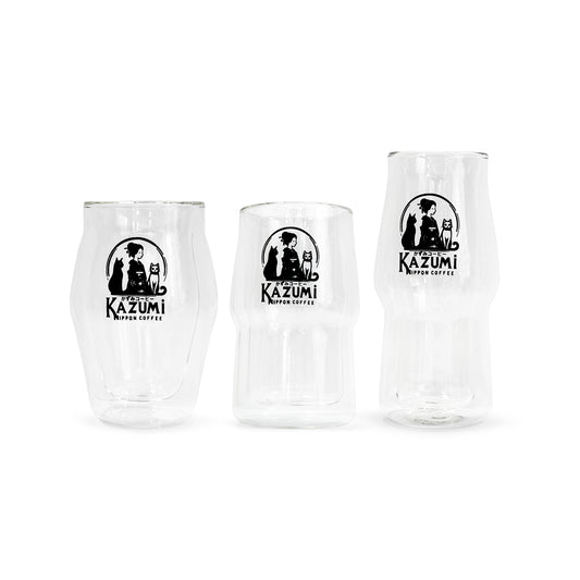 Set of three double wall borosilicate coffee cups for clarity body aroma